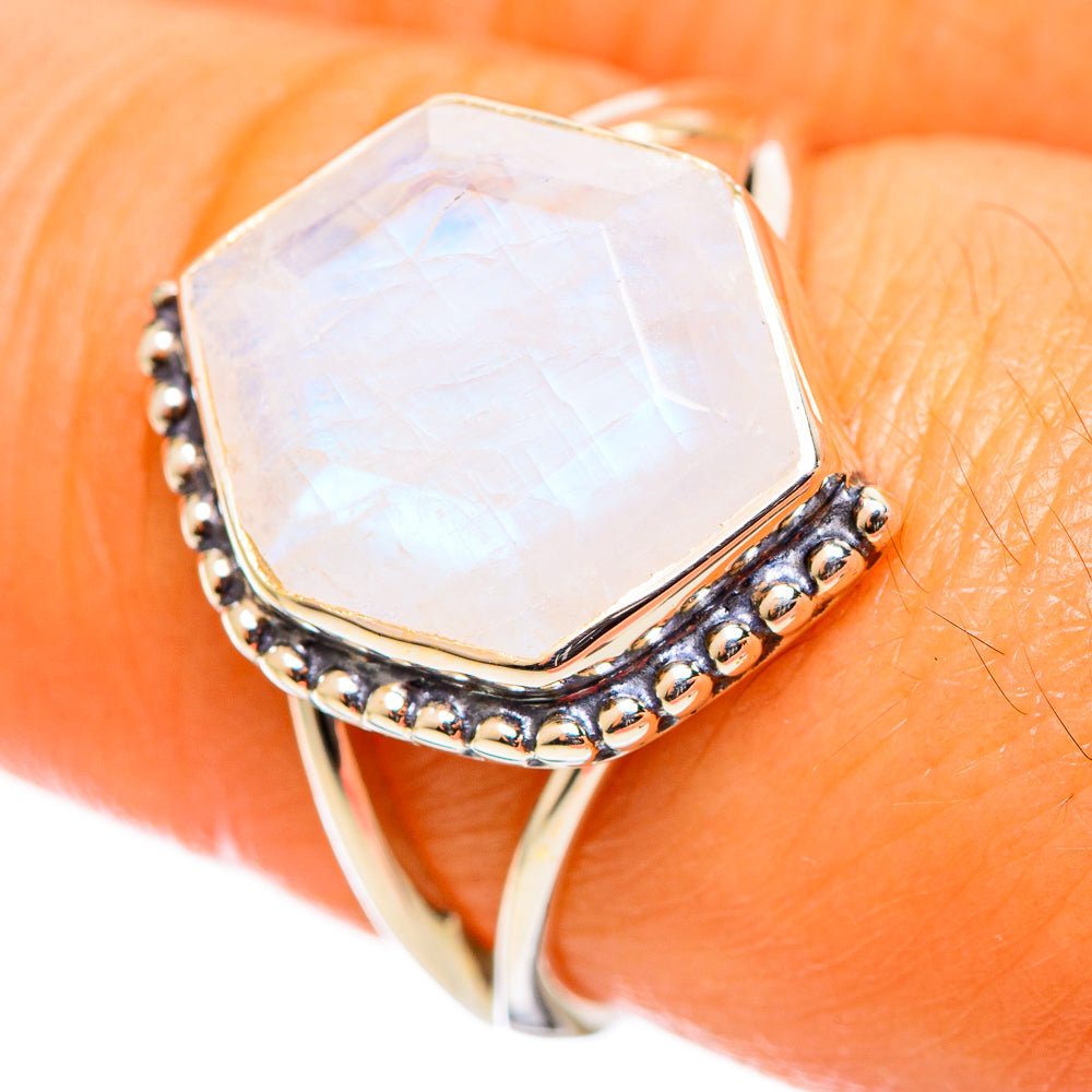 Rainbow Moonstone Rings handcrafted by Anasilvercos - RING114324