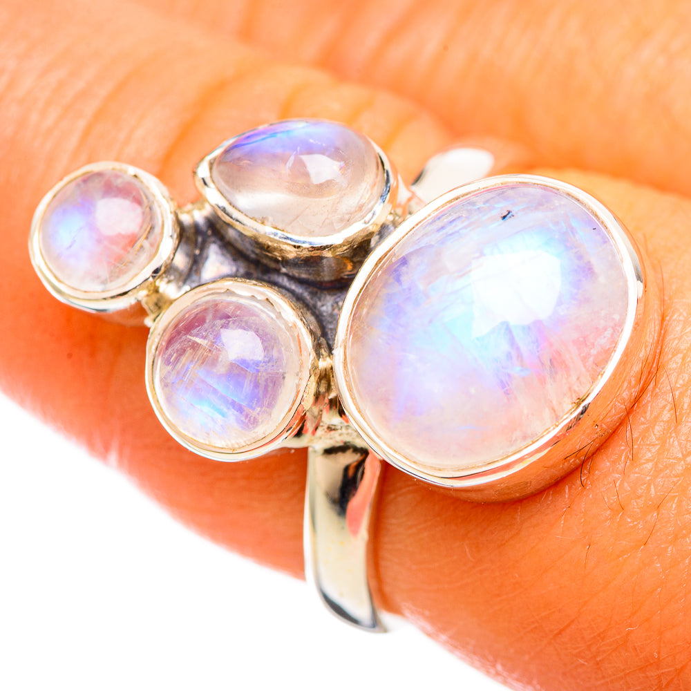 Rainbow Moonstone Rings handcrafted by Anasilvercos - RING114325