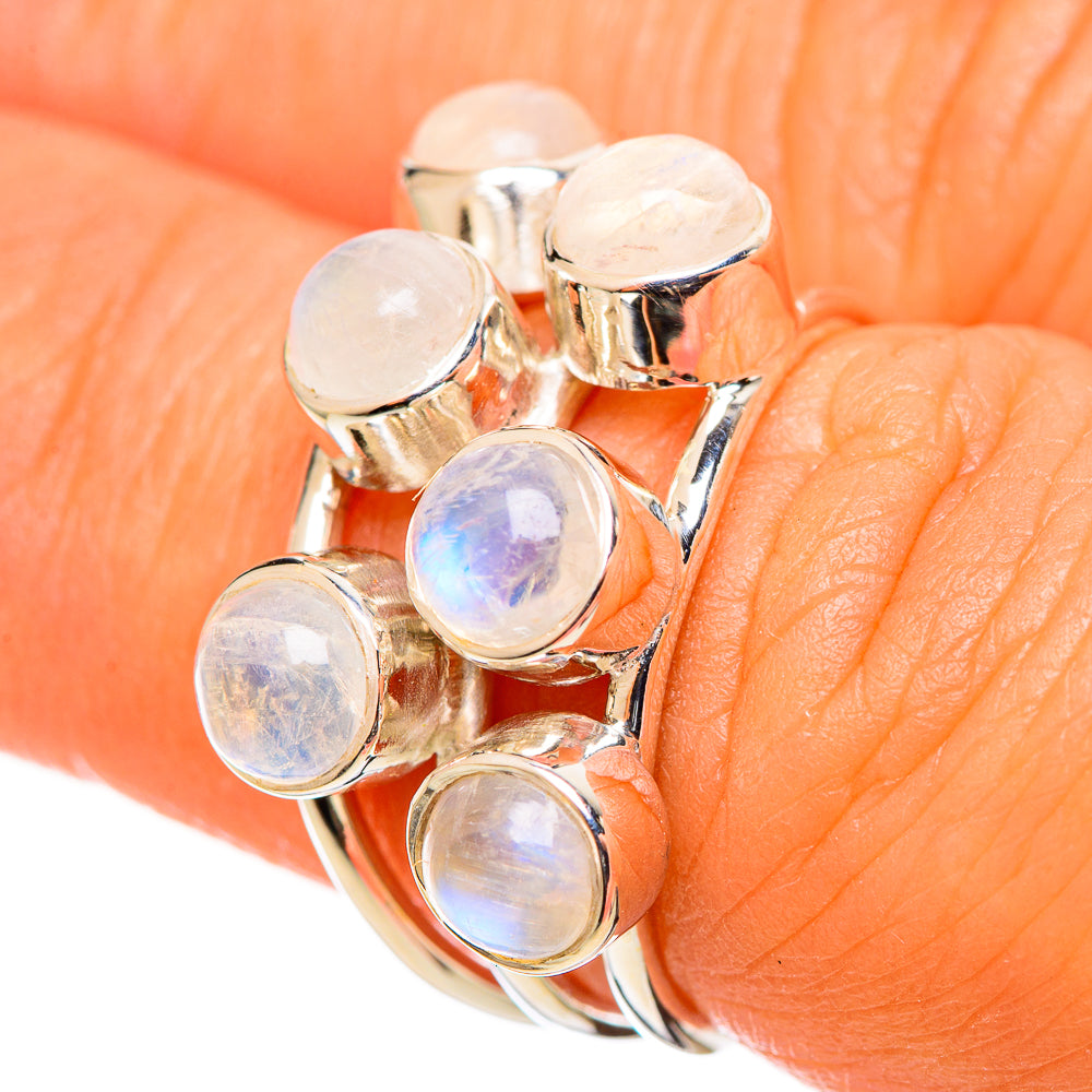 Rainbow Moonstone Rings handcrafted by Anasilvercos - RING114326