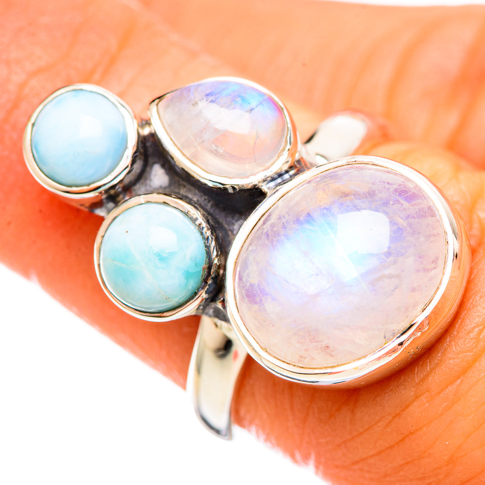 Rainbow Moonstone Rings handcrafted by Anasilvercos - RING114335