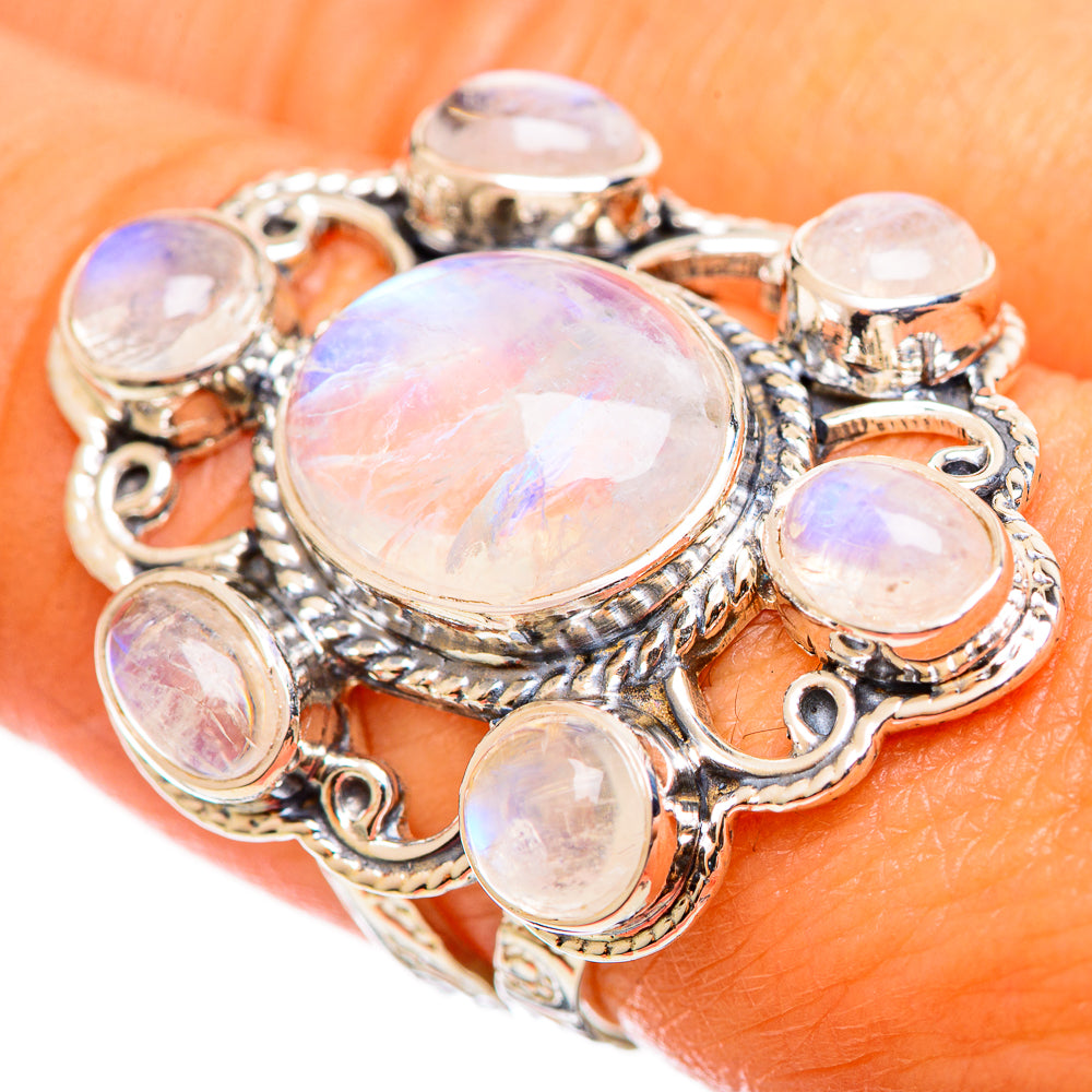 Rainbow Moonstone Rings handcrafted by Anasilvercos - RING114350