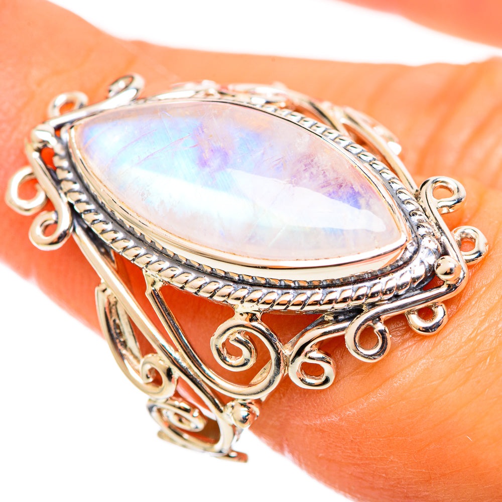 Rainbow Moonstone Rings handcrafted by Anasilvercos - RING114351