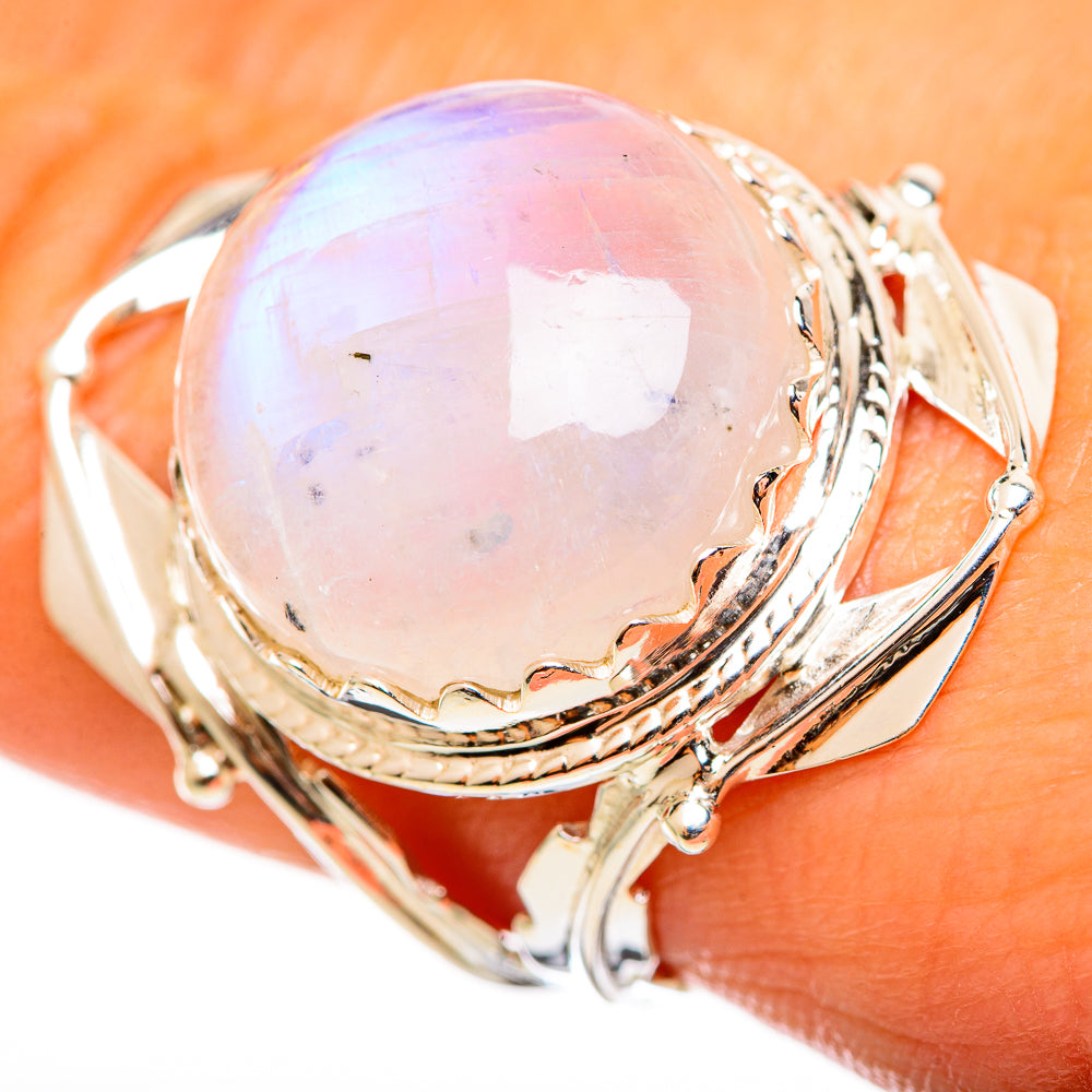 Rainbow Moonstone Rings handcrafted by Anasilvercos - RING114352