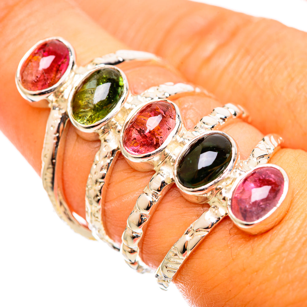Pink Green Tourmaline Rings handcrafted by Anasilvercos - RING114354