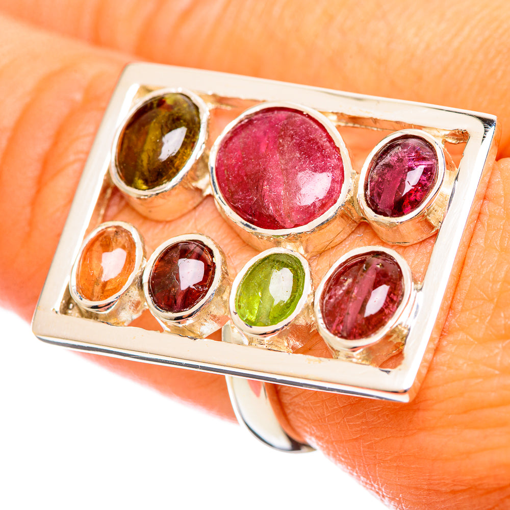 Pink Green Tourmaline Rings handcrafted by Anasilvercos - RING114356
