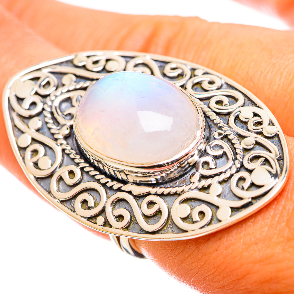 Rainbow Moonstone Rings handcrafted by Anasilvercos - RING114370