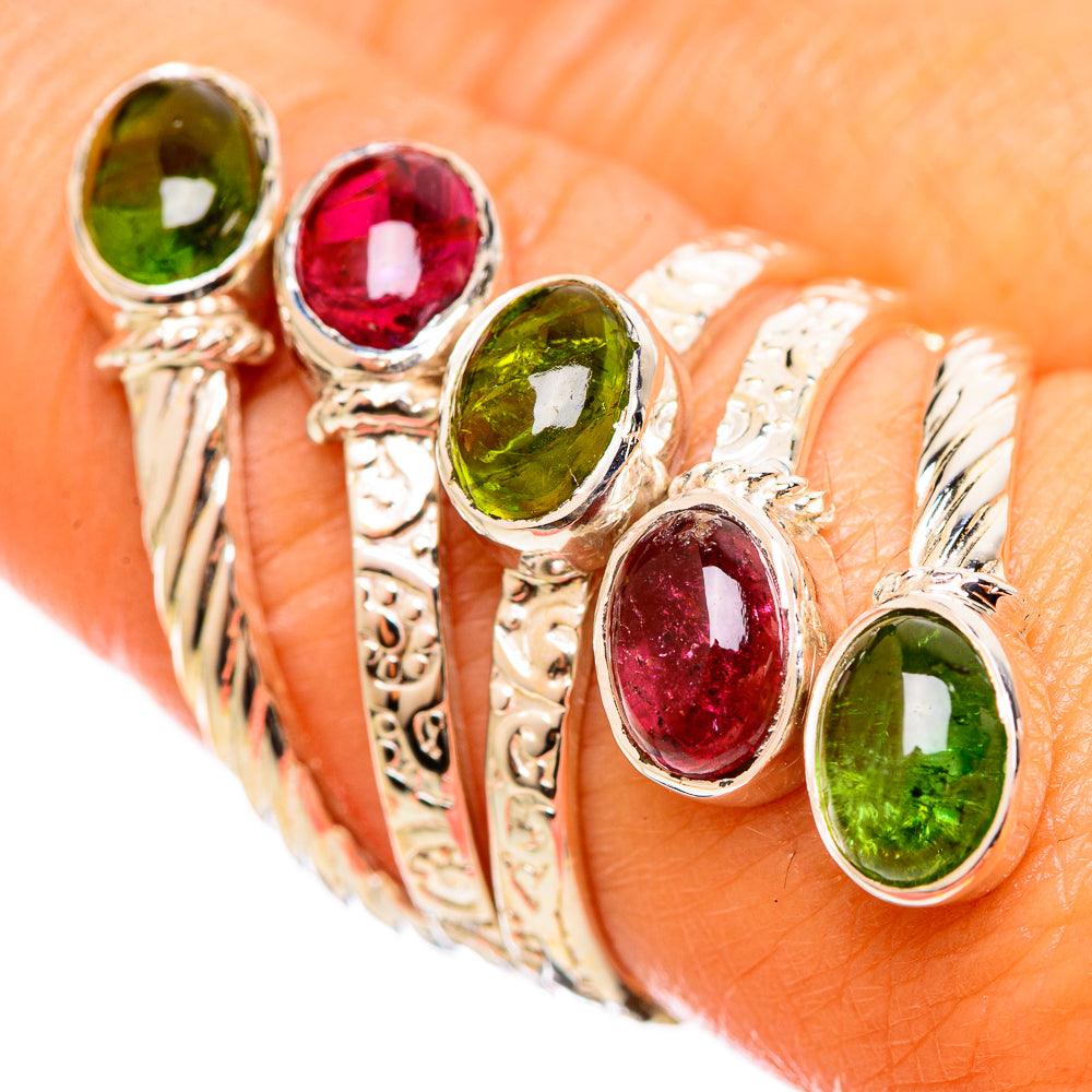 Pink Green Tourmaline Rings handcrafted by Anasilvercos - RING114371