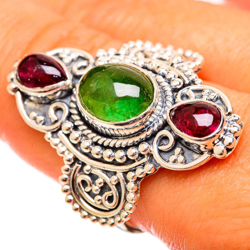 Pink Green Tourmaline Rings handcrafted by Anasilvercos - RING114372