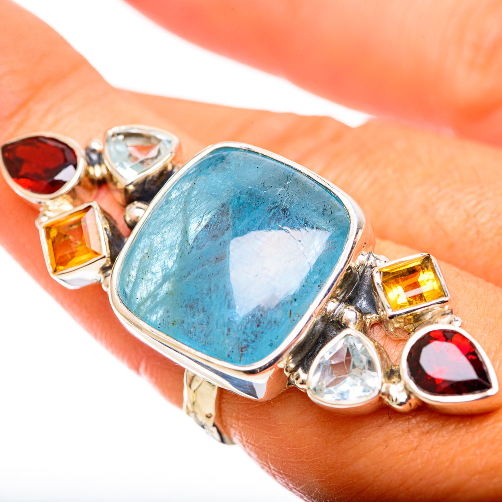 Aquamarine Rings handcrafted by Anasilvercos - RING114373