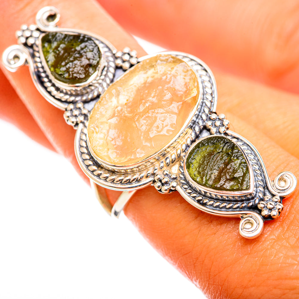 Libyan Desert Glass Rings handcrafted by Anasilvercos - RING114379