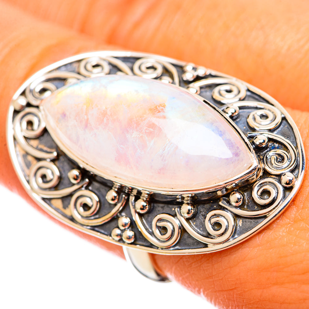 Rainbow Moonstone Rings handcrafted by Anasilvercos - RING114383