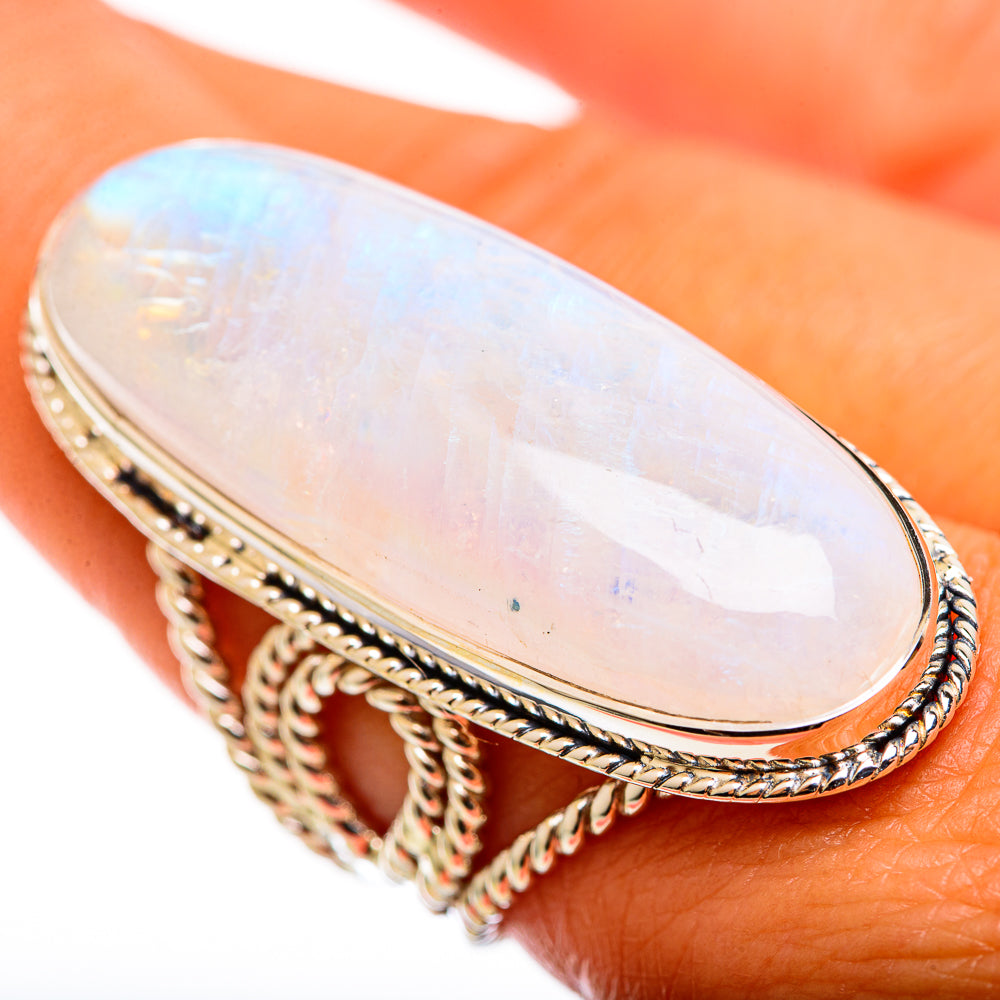 Rainbow Moonstone Rings handcrafted by Anasilvercos - RING114396