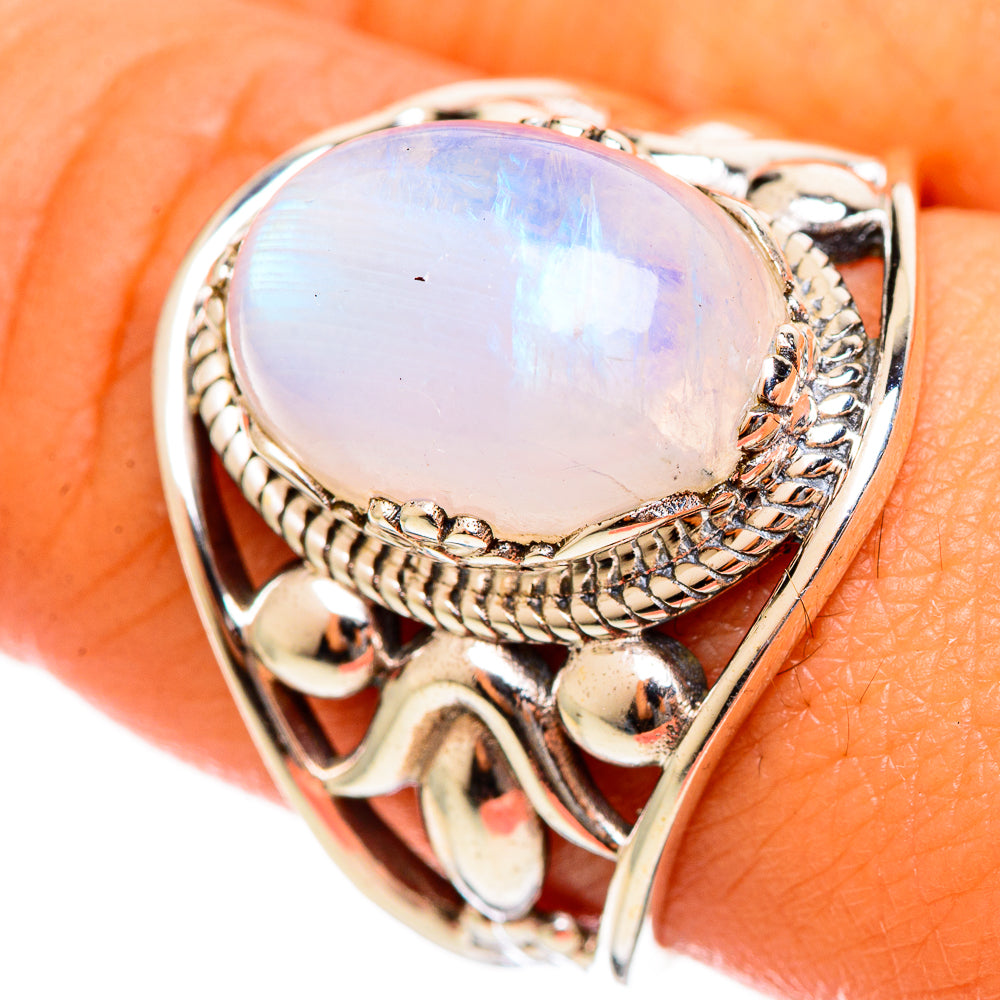 Rainbow Moonstone Rings handcrafted by Anasilvercos - RING114421