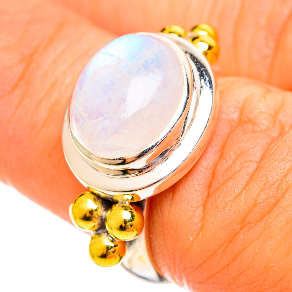 Rainbow Moonstone Rings handcrafted by Anasilvercos - RING114422