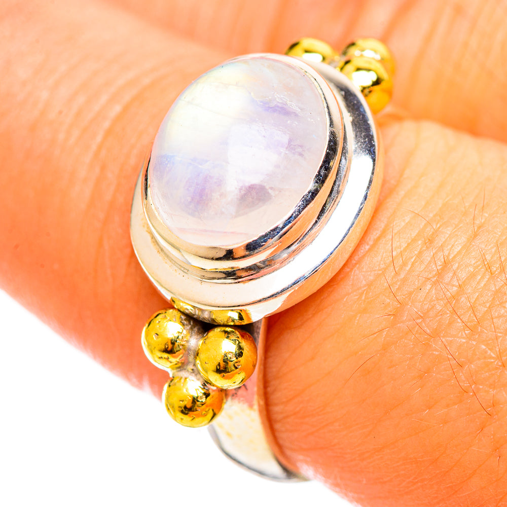 Rainbow Moonstone Rings handcrafted by Anasilvercos - RING114452