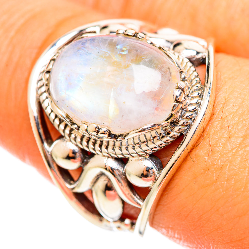 Rainbow Moonstone Rings handcrafted by Anasilvercos - RING114453