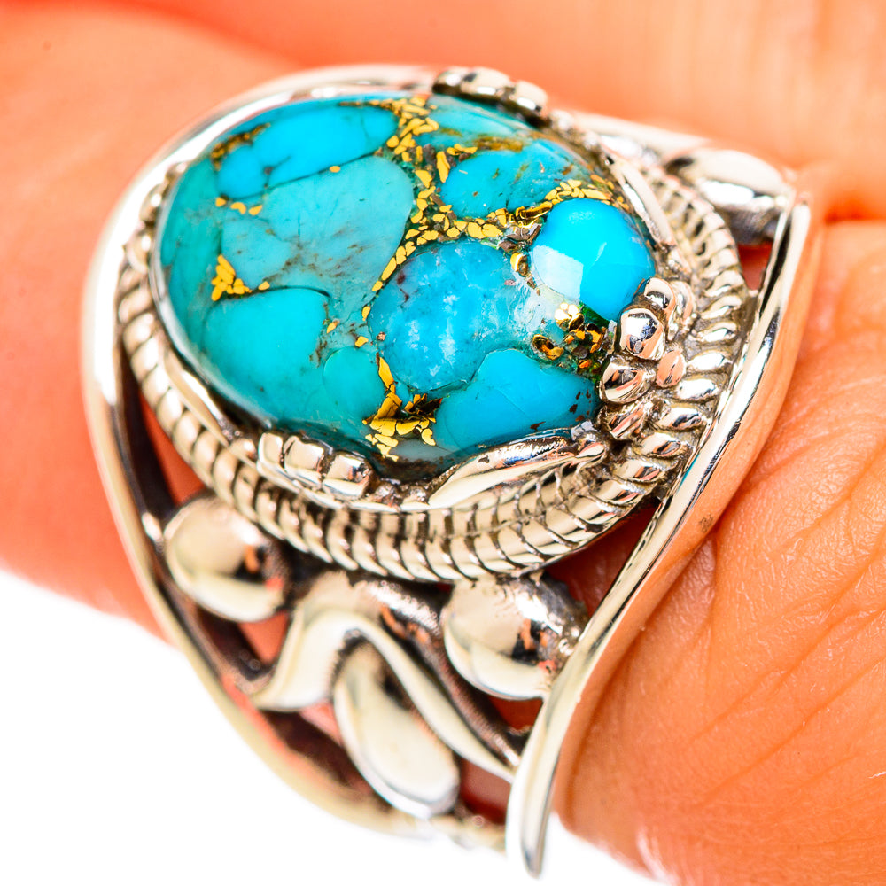 Blue Copper Composite Turquoise Rings handcrafted by Anasilvercos - RING114458