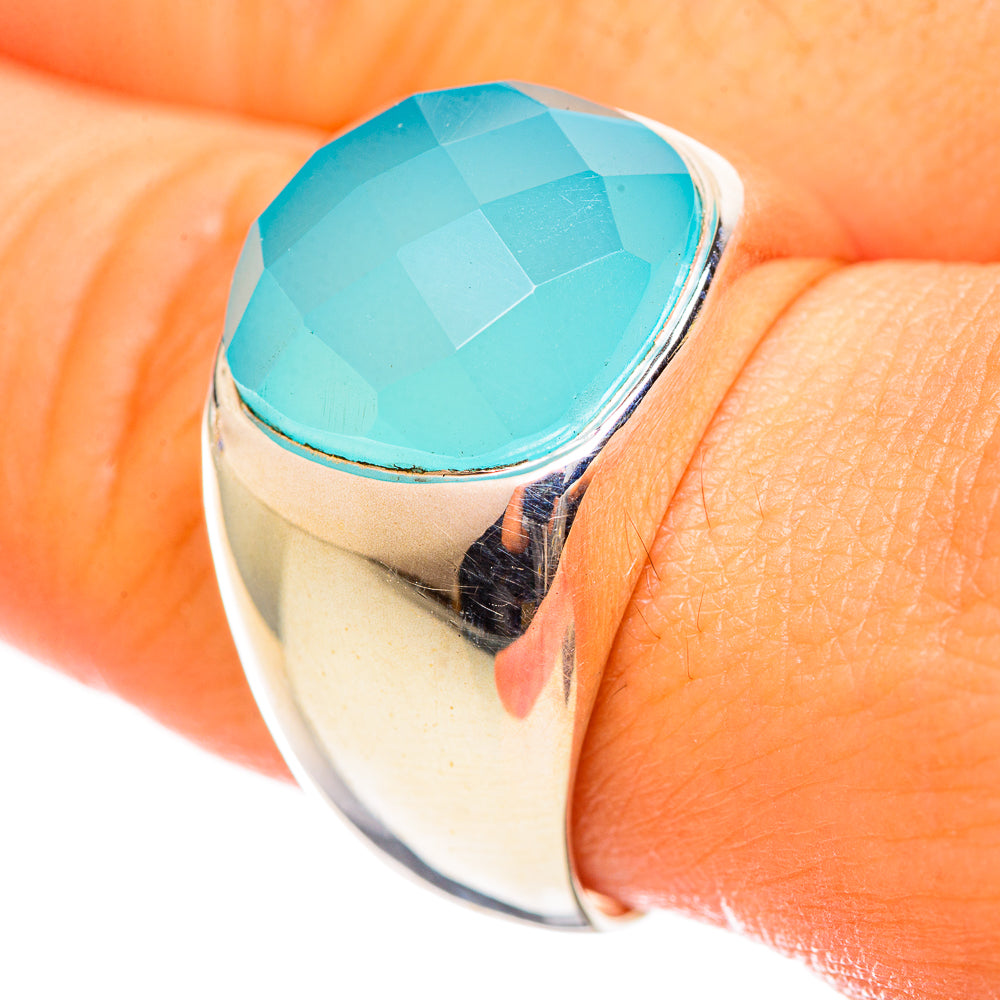 Aqua Chalcedony Rings handcrafted by Anasilvercos - RING114460