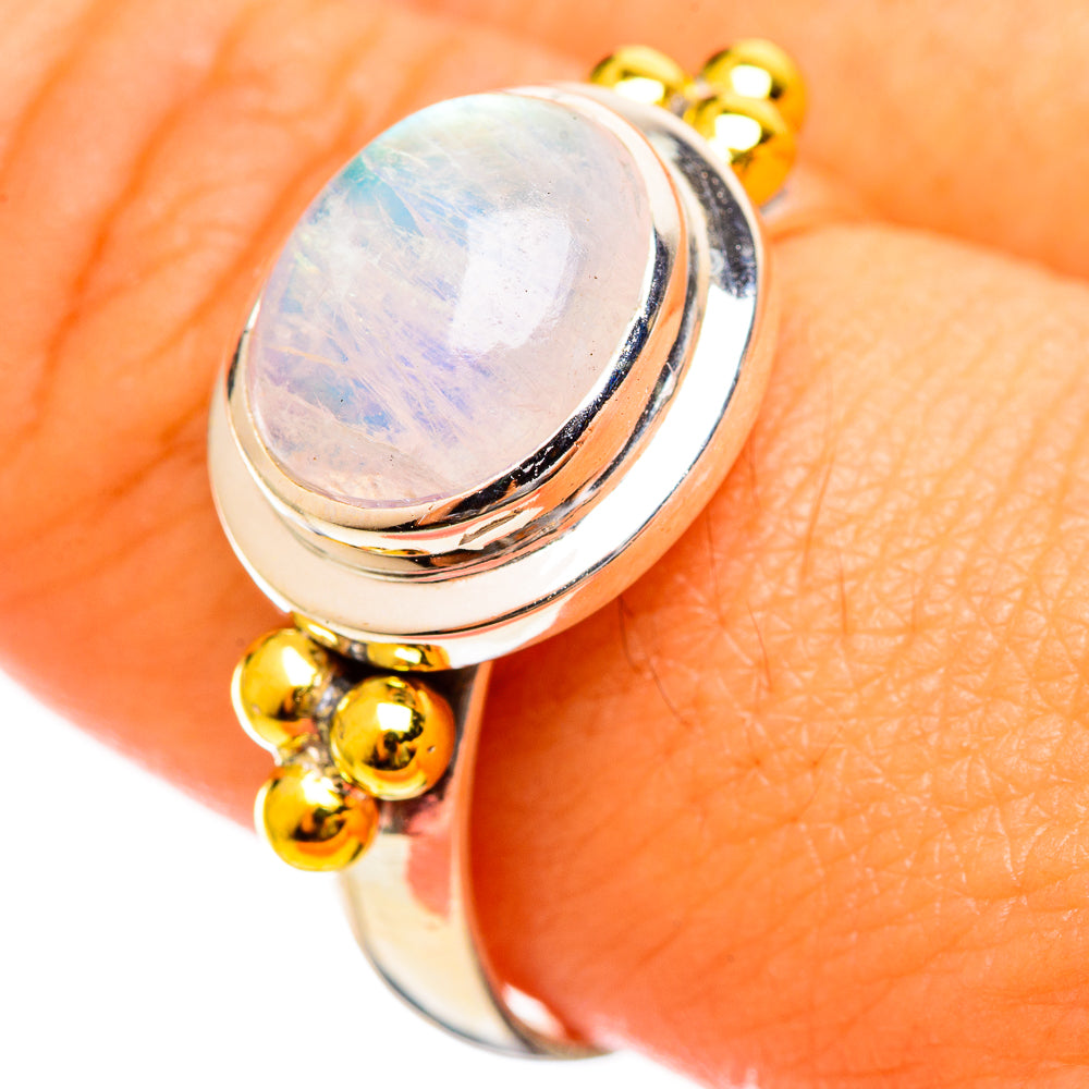 Rainbow Moonstone Rings handcrafted by Anasilvercos - RING114513