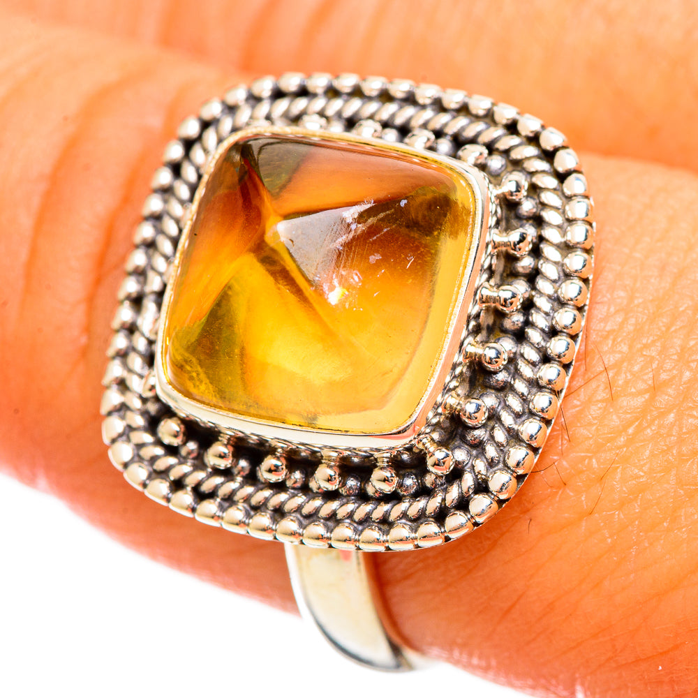 Citrine Sugarloaf Rings handcrafted by Anasilvercos - RING114557