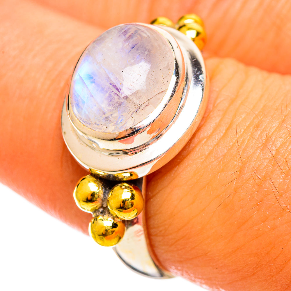 Rainbow Moonstone Rings handcrafted by Anasilvercos - RING114602