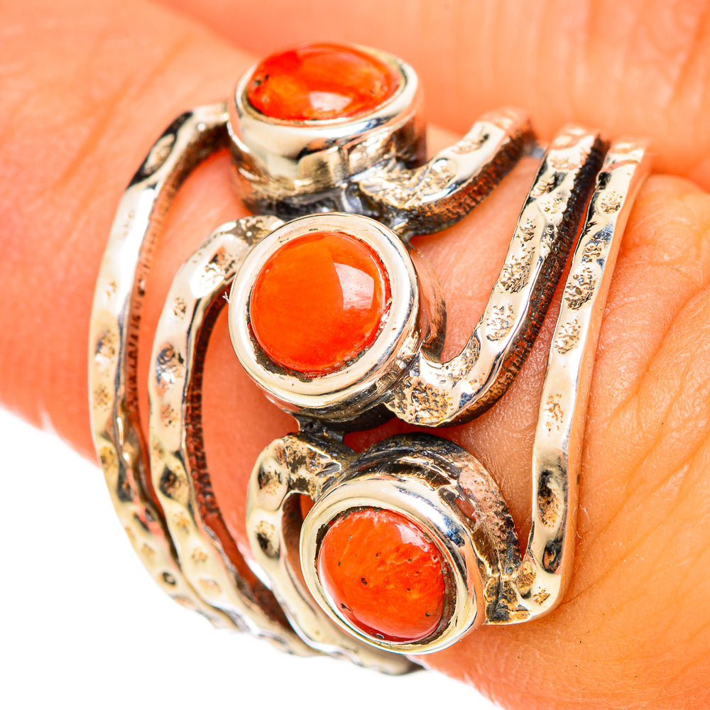 Mediterranean Red Coral Rings handcrafted by Anasilvercos - RING114614