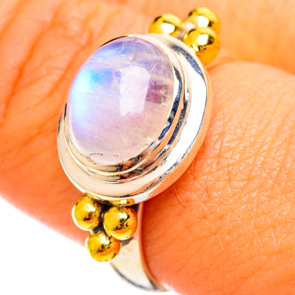 Rainbow Moonstone Rings handcrafted by Anasilvercos - RING114620