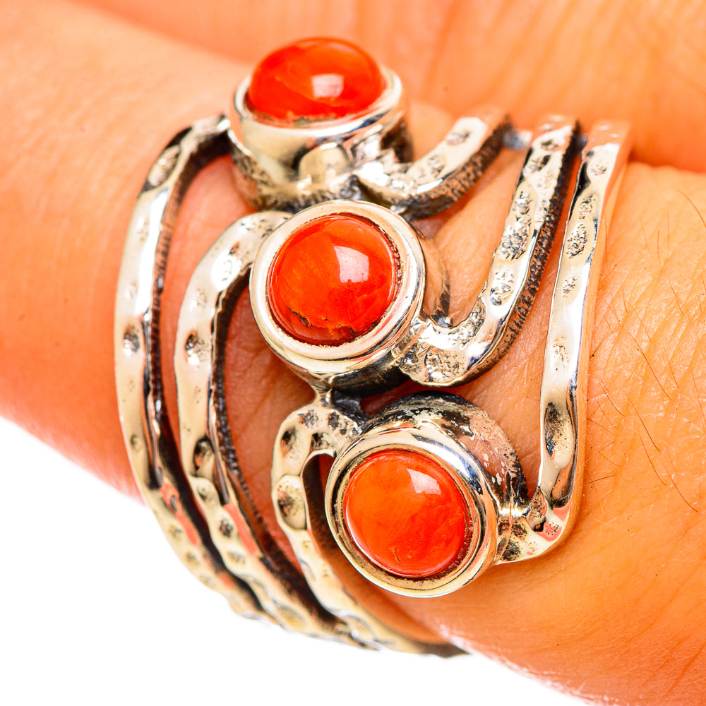 Mediterranean Red Coral Rings handcrafted by Anasilvercos - RING114643
