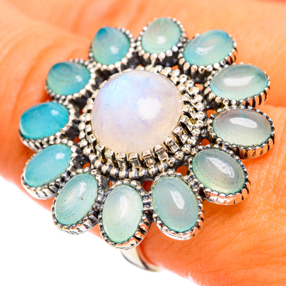 Rainbow Moonstone Rings handcrafted by Anasilvercos - RING114691