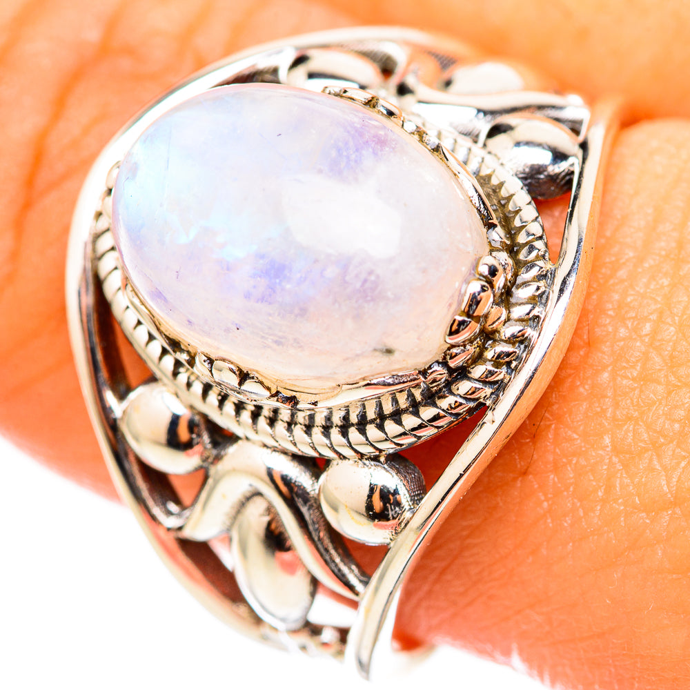 Rainbow Moonstone Rings handcrafted by Anasilvercos - RING114717