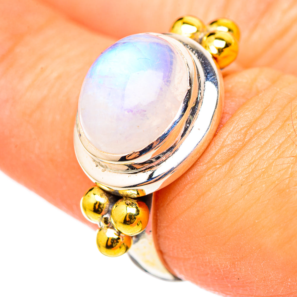 Rainbow Moonstone Rings handcrafted by Anasilvercos - RING114718