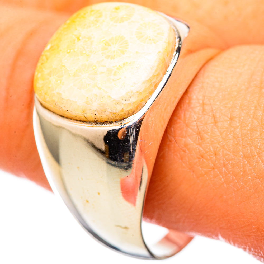 Fossil Coral Rings handcrafted by Anasilvercos - RING114755