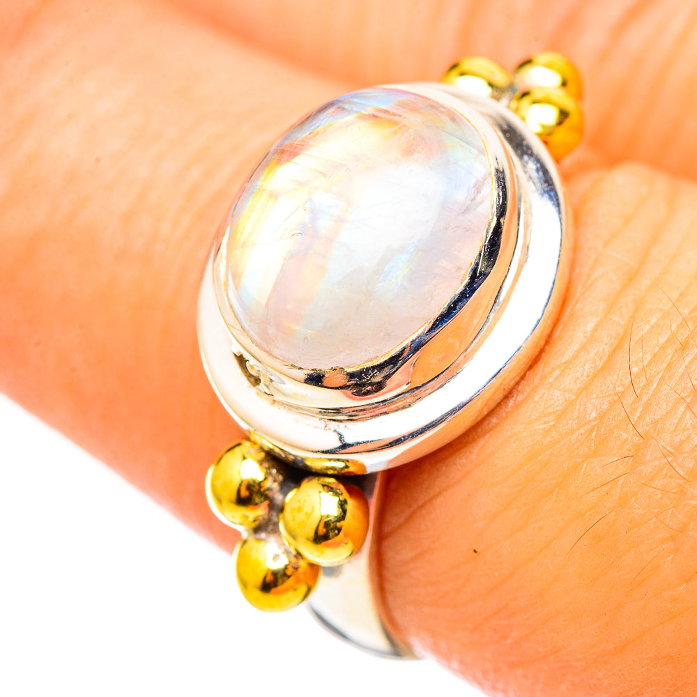 Rainbow Moonstone Rings handcrafted by Anasilvercos - RING114766