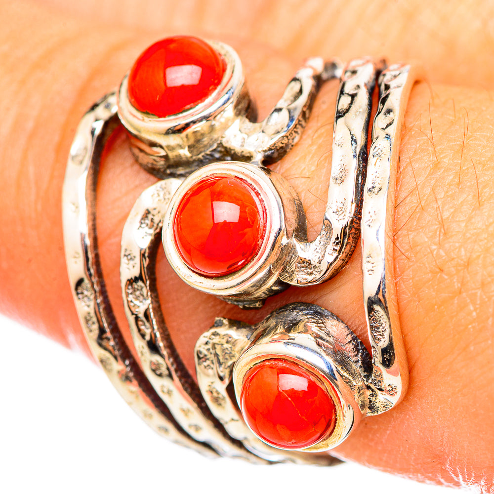 Mediterranean Red Coral Rings handcrafted by Anasilvercos - RING114805