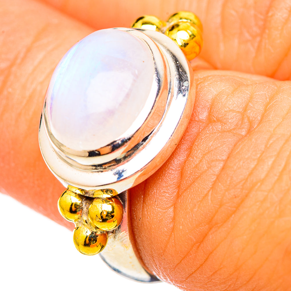 Rainbow Moonstone Rings handcrafted by Anasilvercos - RING114811