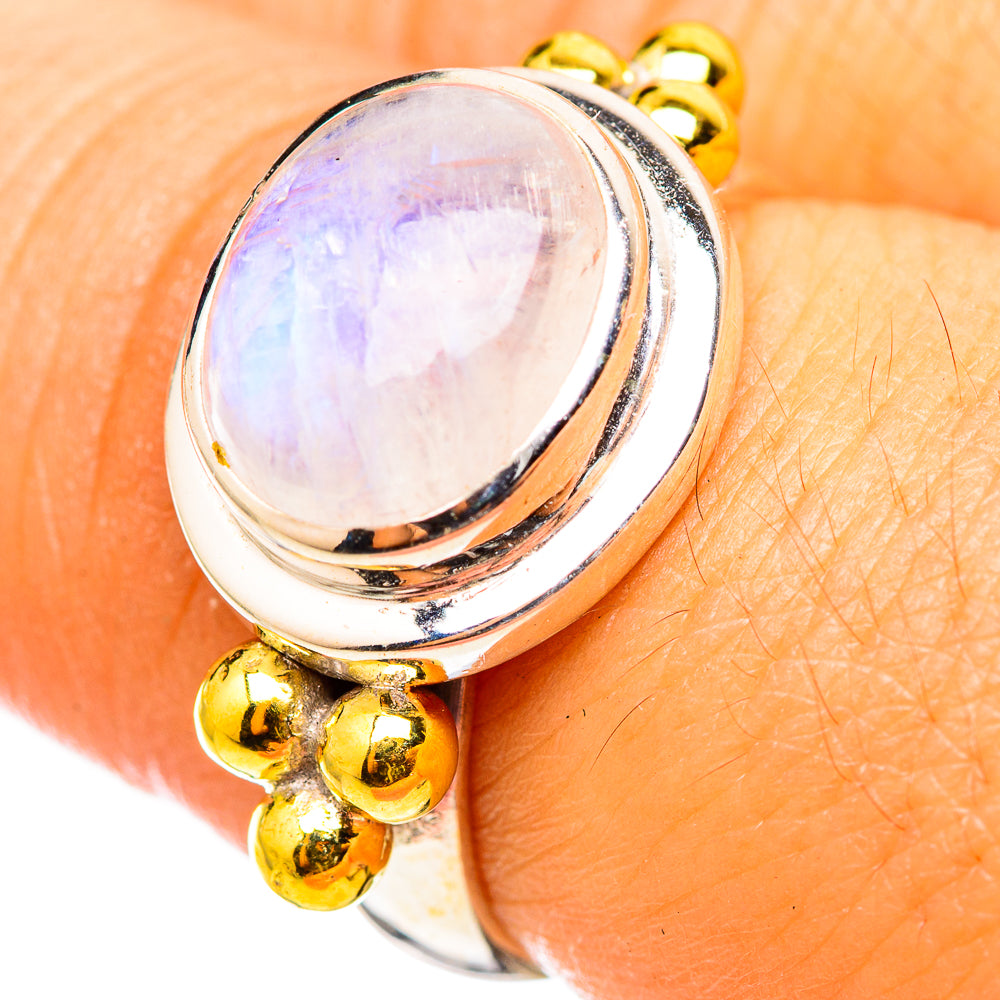 Rainbow Moonstone Rings handcrafted by Anasilvercos - RING114835