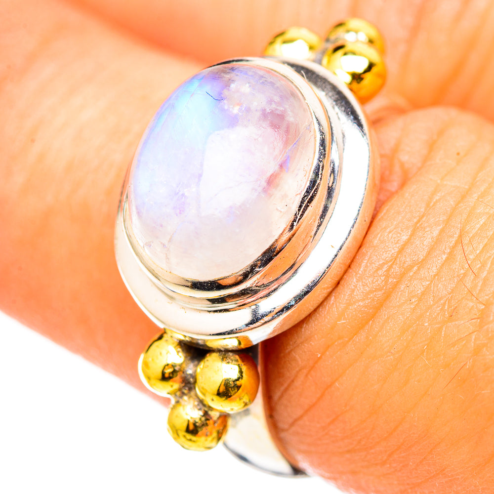 Rainbow Moonstone Rings handcrafted by Anasilvercos - RING114858