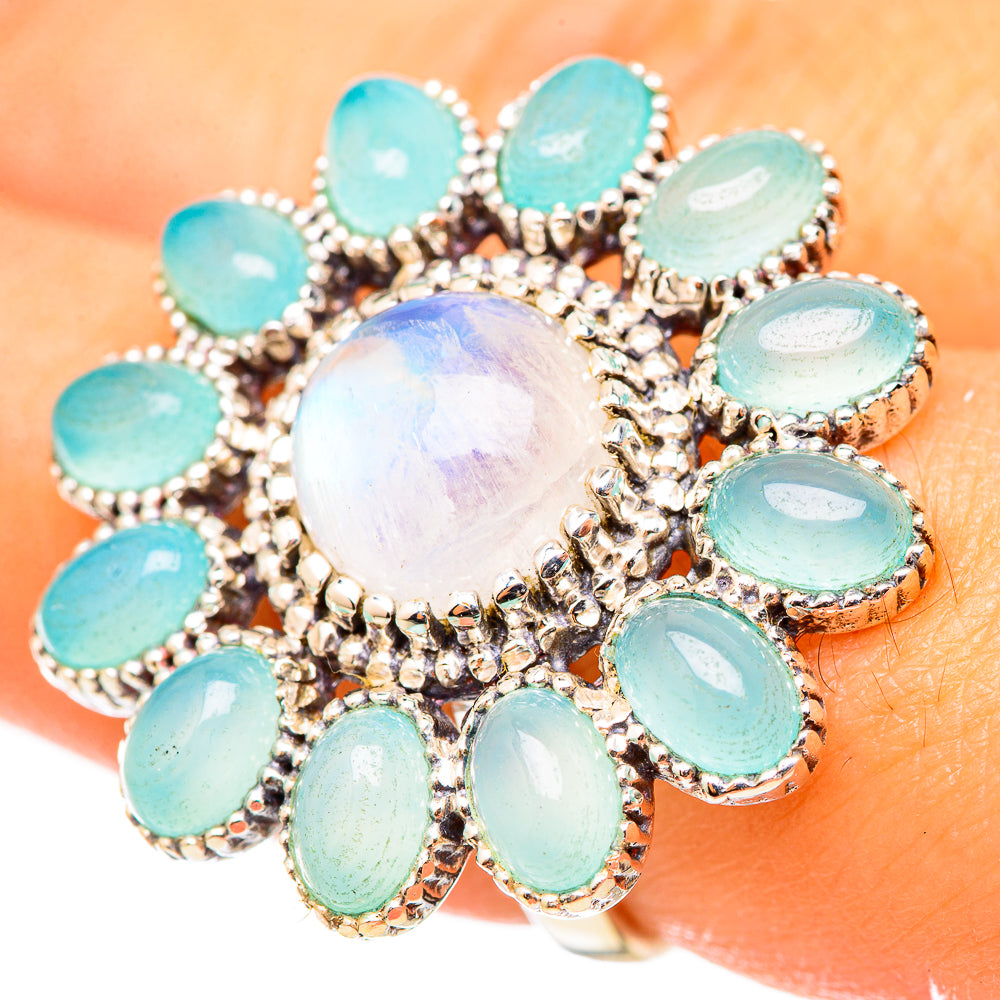 Rainbow Moonstone Rings handcrafted by Anasilvercos - RING114923