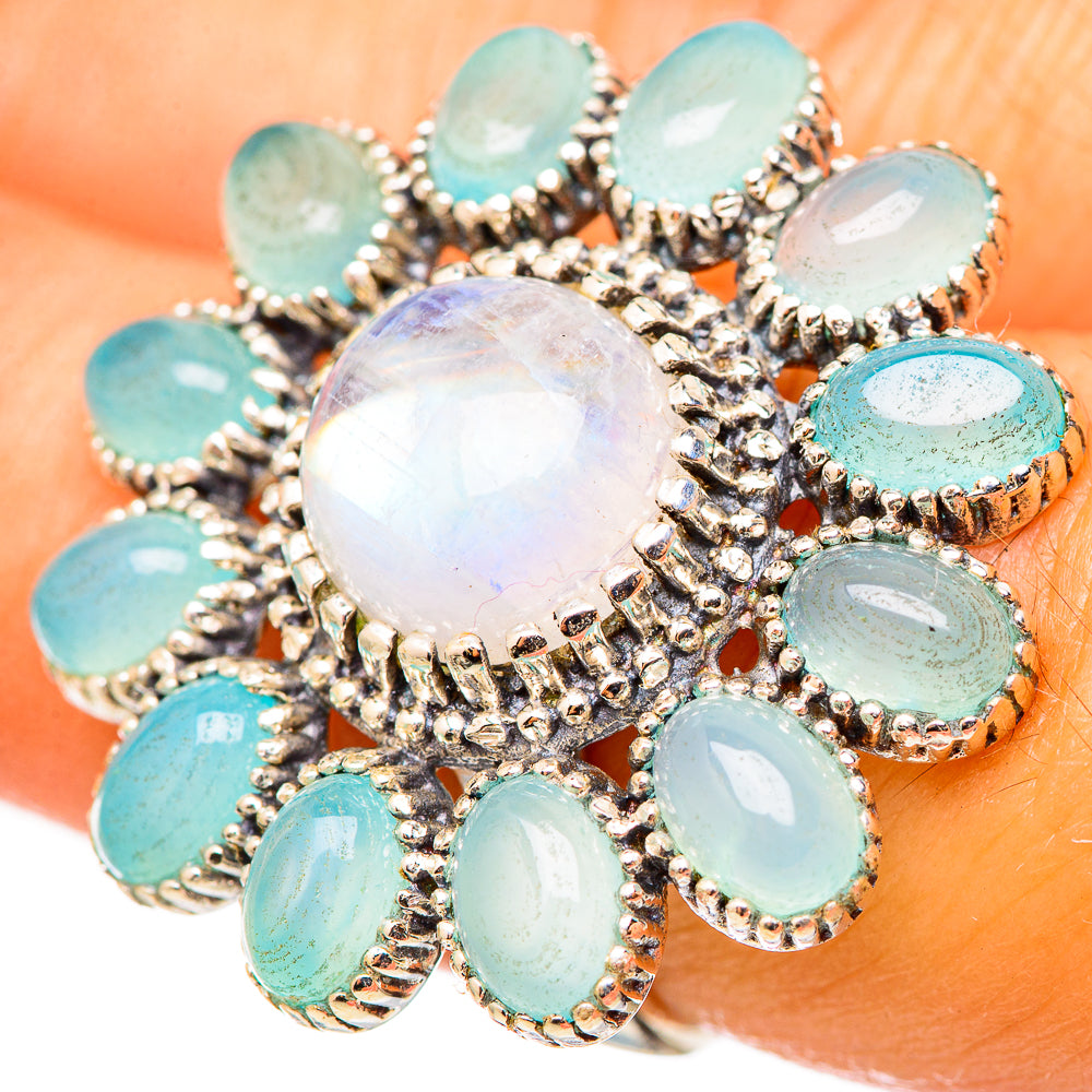 Rainbow Moonstone Rings handcrafted by Anasilvercos - RING114987
