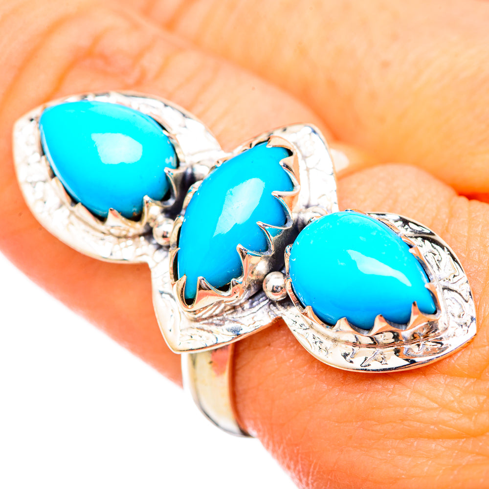 Sleeping Beauty Turquoise Rings handcrafted by Anasilvercos - RING114996