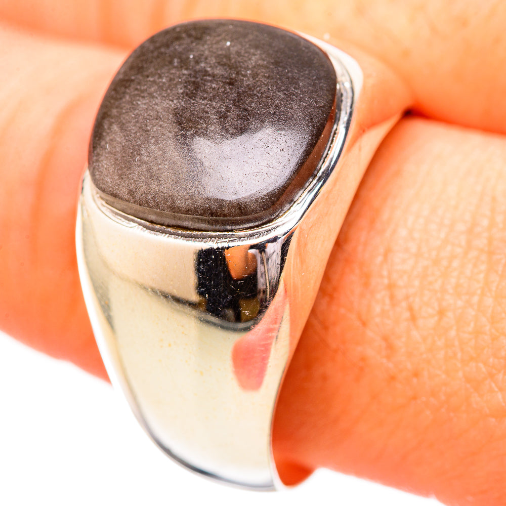 Gold Sheen Obsidian Rings handcrafted by Anasilvercos - RING115003