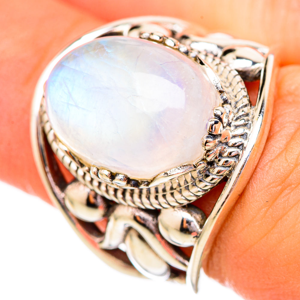 Rainbow Moonstone Rings handcrafted by Anasilvercos - RING115017