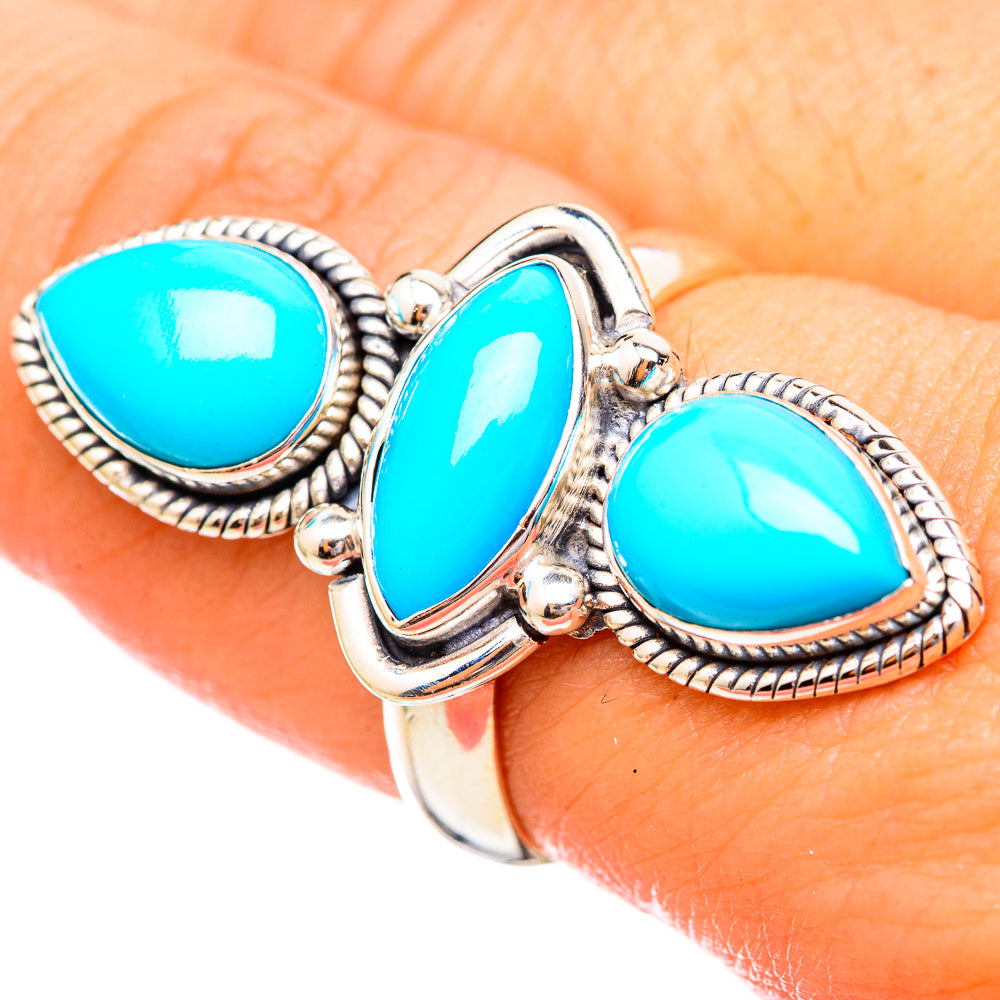 Sleeping Beauty Turquoise Rings handcrafted by Anasilvercos - RING115026