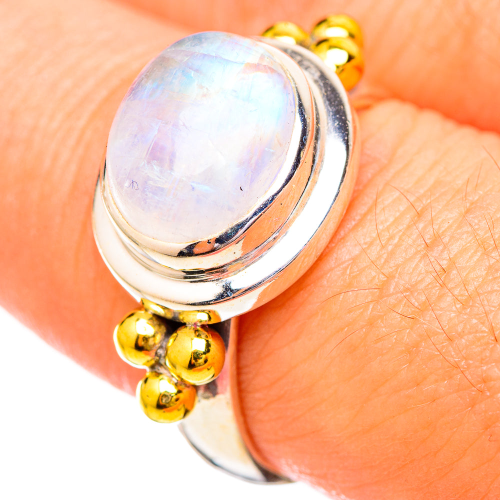 Rainbow Moonstone Rings handcrafted by Anasilvercos - RING115042