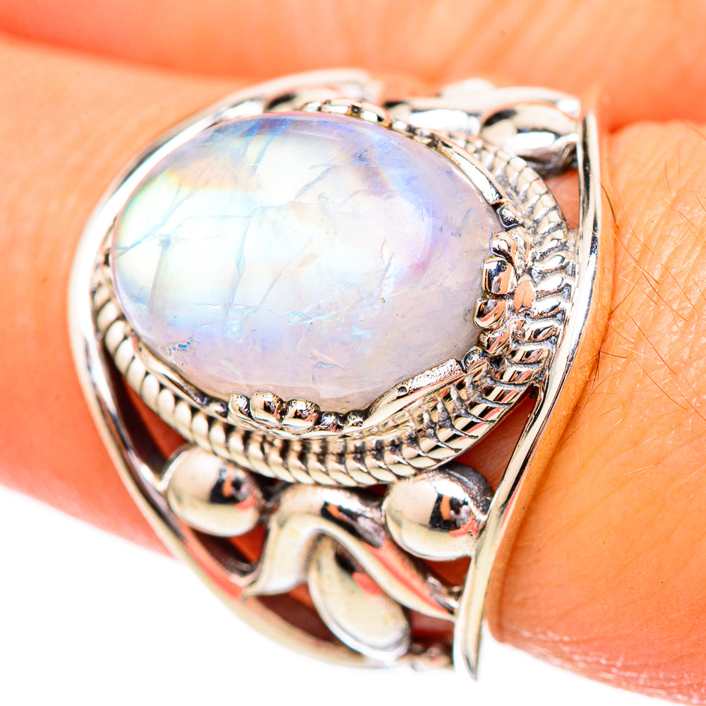 Rainbow Moonstone Rings handcrafted by Anasilvercos - RING115043