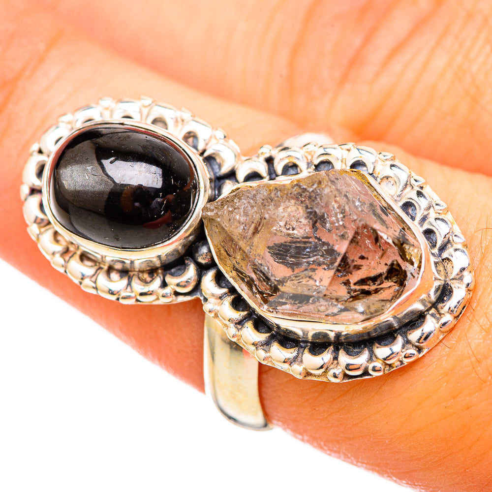 Herkimer Diamond, Star Diopside Rings handcrafted by Anasilvercos - RING115067