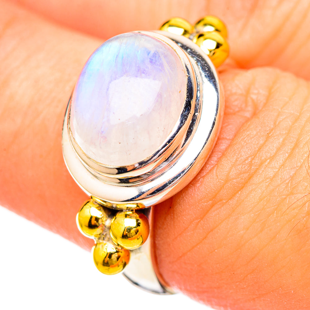Rainbow Moonstone Rings handcrafted by Anasilvercos - RING115068