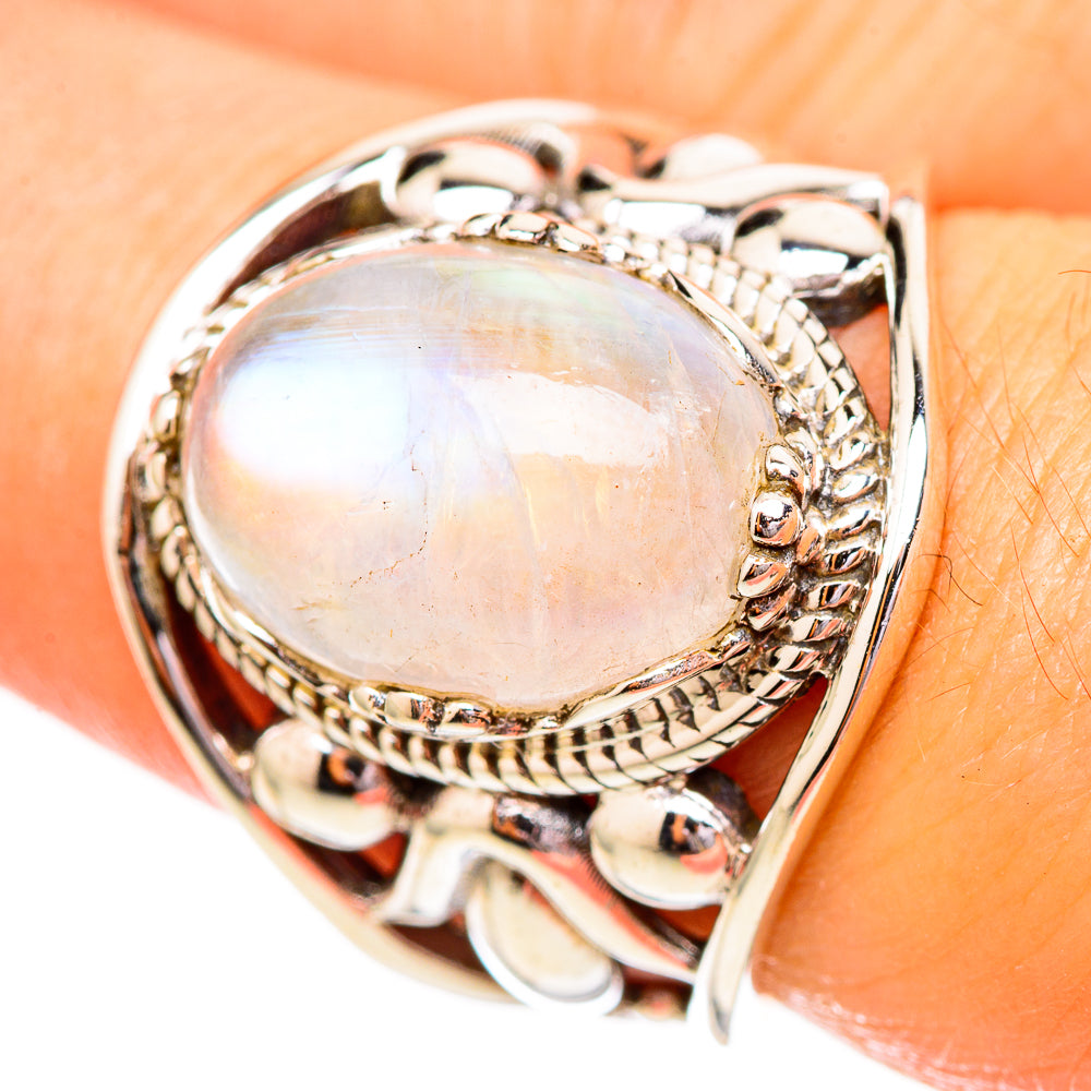 Rainbow Moonstone Rings handcrafted by Anasilvercos - RING115069