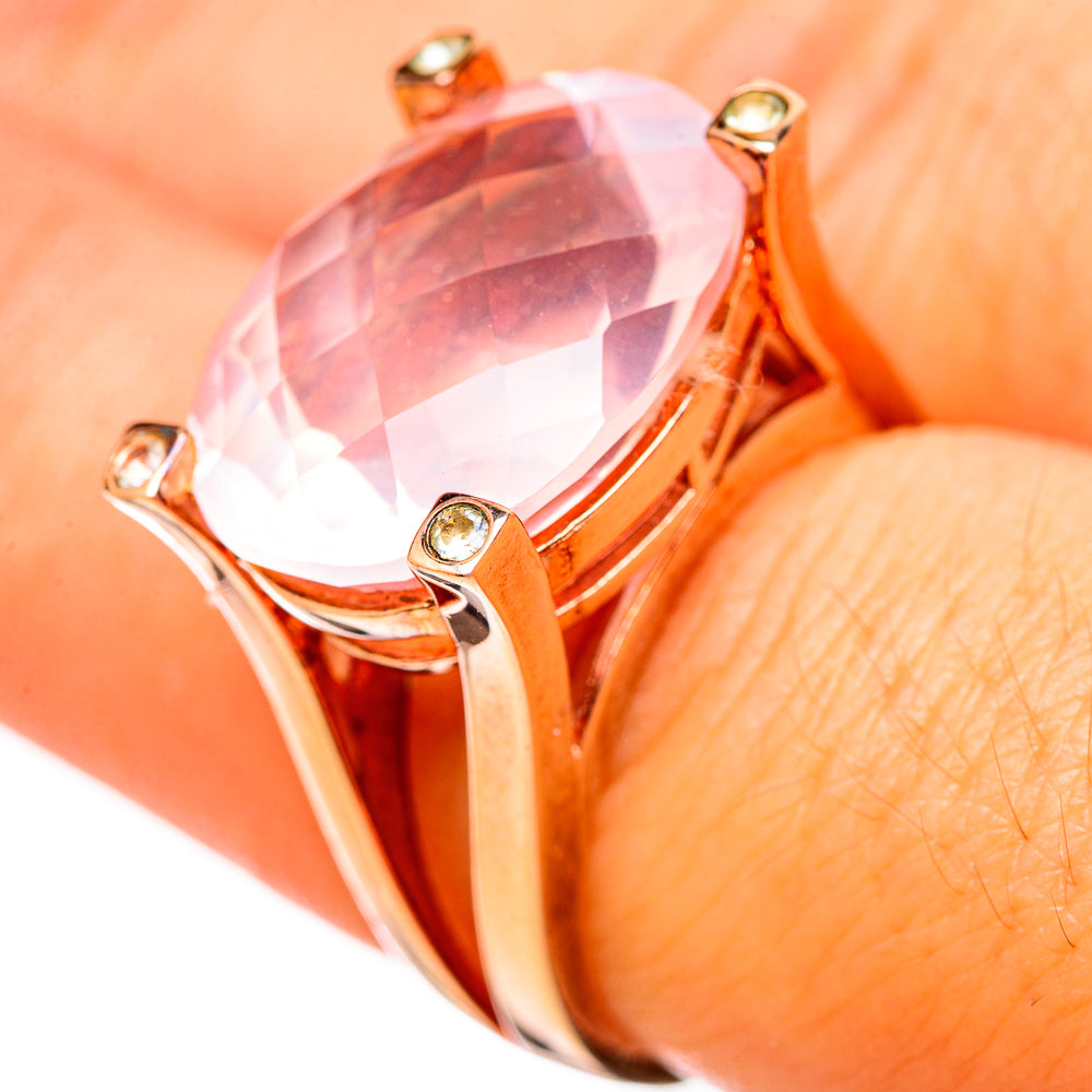 Rose Quartz Rings handcrafted by Anasilvercos - RING115085