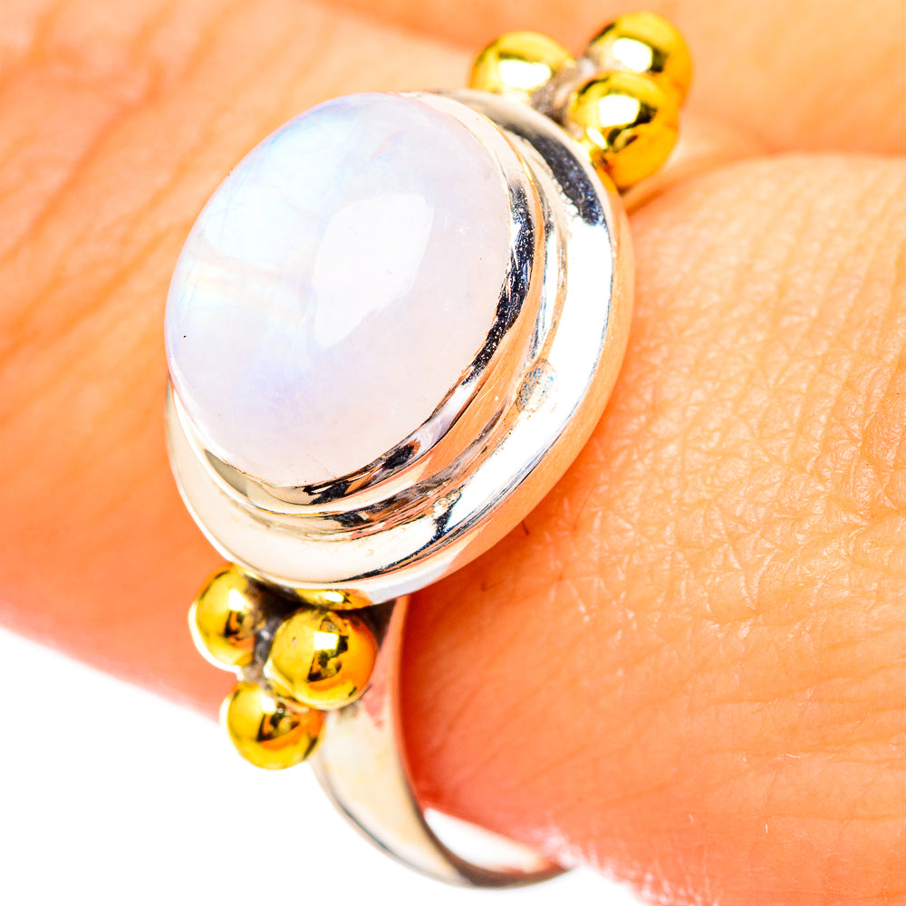 Rainbow Moonstone Rings handcrafted by Anasilvercos - RING115094